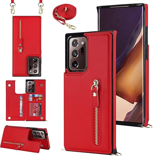 Funda tipo cartera cruzada para Samsung Galaxy Note 20 Ultra con soporte para ranura para tarjetas de bloqueo RFID, funda magnética con tapa