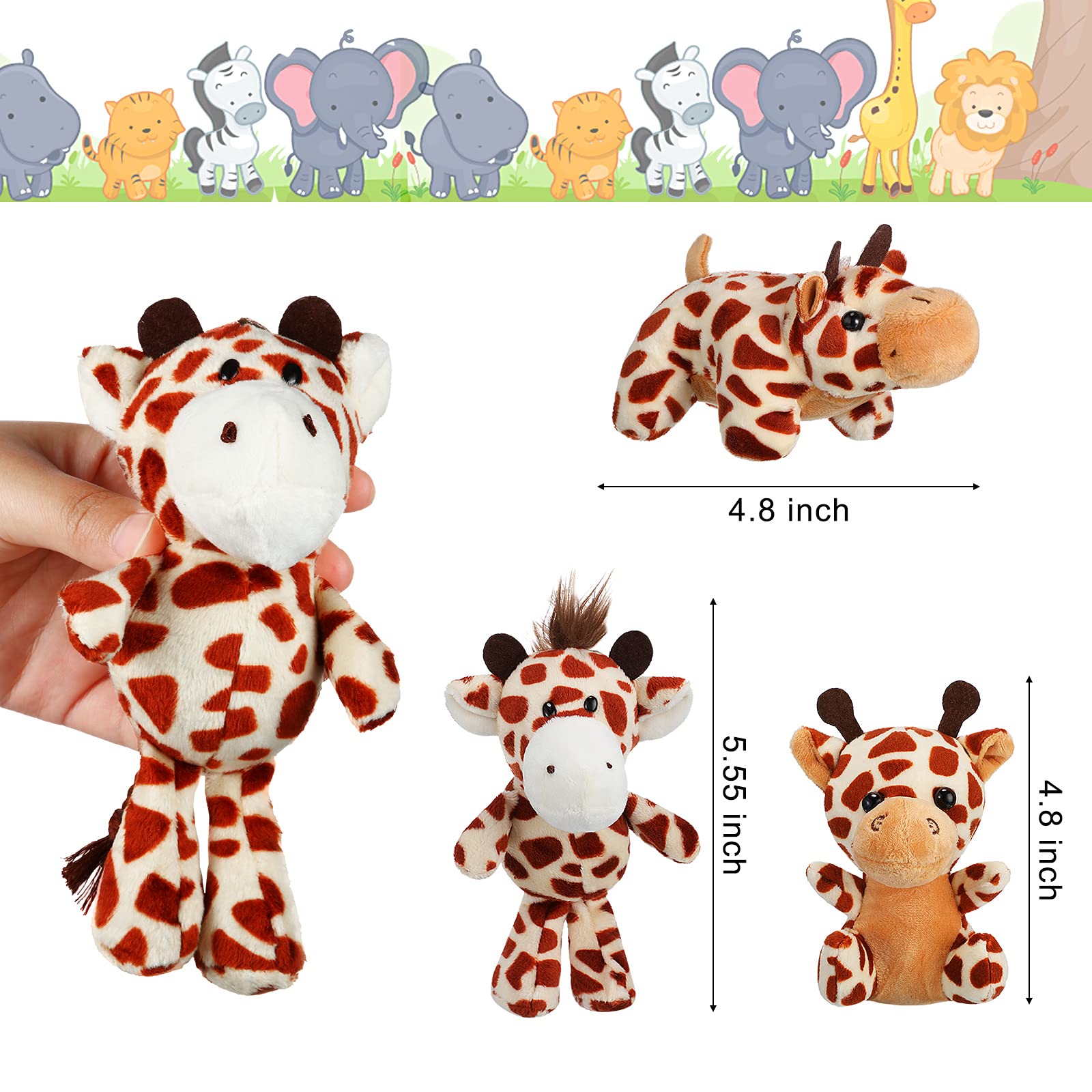 18 Pieces Small Stuffed Animals Mini Jungle Animal Plush Toys Stuffed
