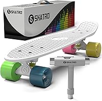 Vista 12 de Skatro - Monopatín modelo mini cruiser. Tablero de plástico de estilo retro de 22 x 6 pulgadas.Viene completo.