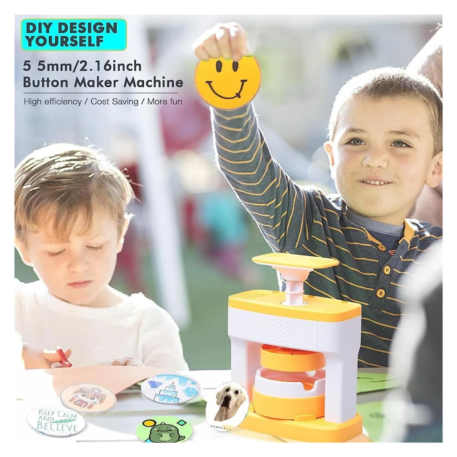 Kid Abzeichen Button Maker Maschine Mit 48Pcs Taste Teile + Bild + Kreis Schneider DIY Pin Set For Kinder Geschenk Einfach Schnell Anstecknadeln Erfolgreich Herstell