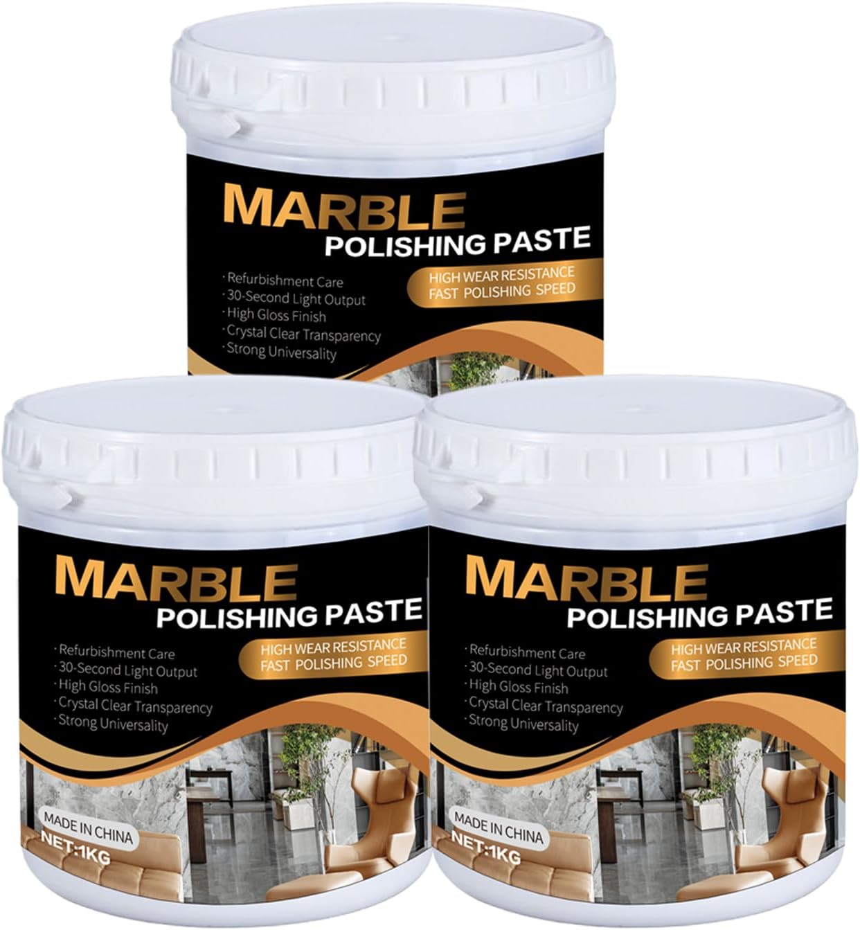 Marble Polishing Paste, Professional Marble Cleaner & Quartz Polish, Stone Sealer & Protector for Countertops, Floors, and Walls – Marble Polishing Compound Kit, 2.2LB (1 Piece)
