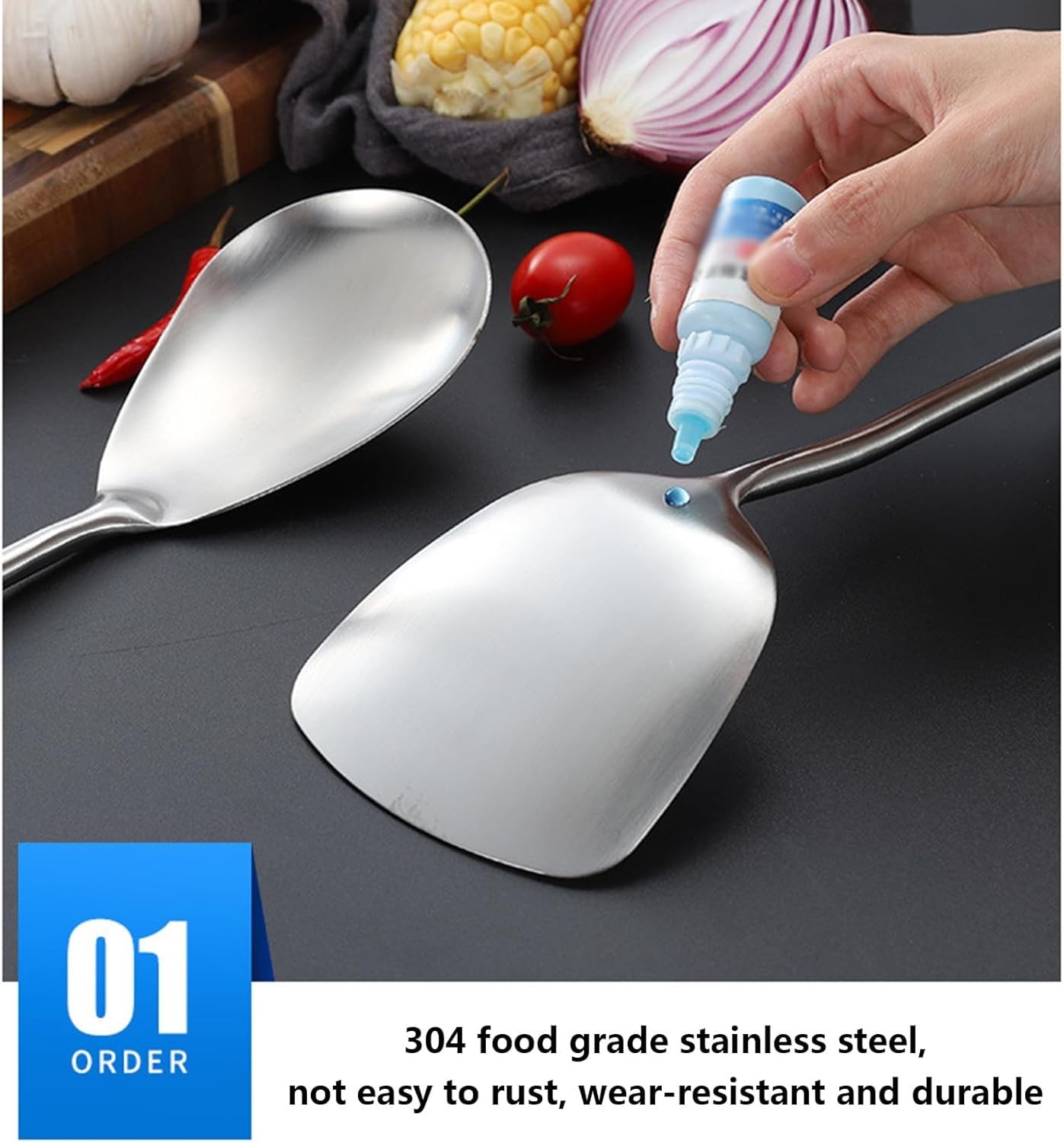 7-teiliges Küchenhelfer-Set mit Edelstahl und wärmeisoliertem Holzgriff für effizientes Kochen