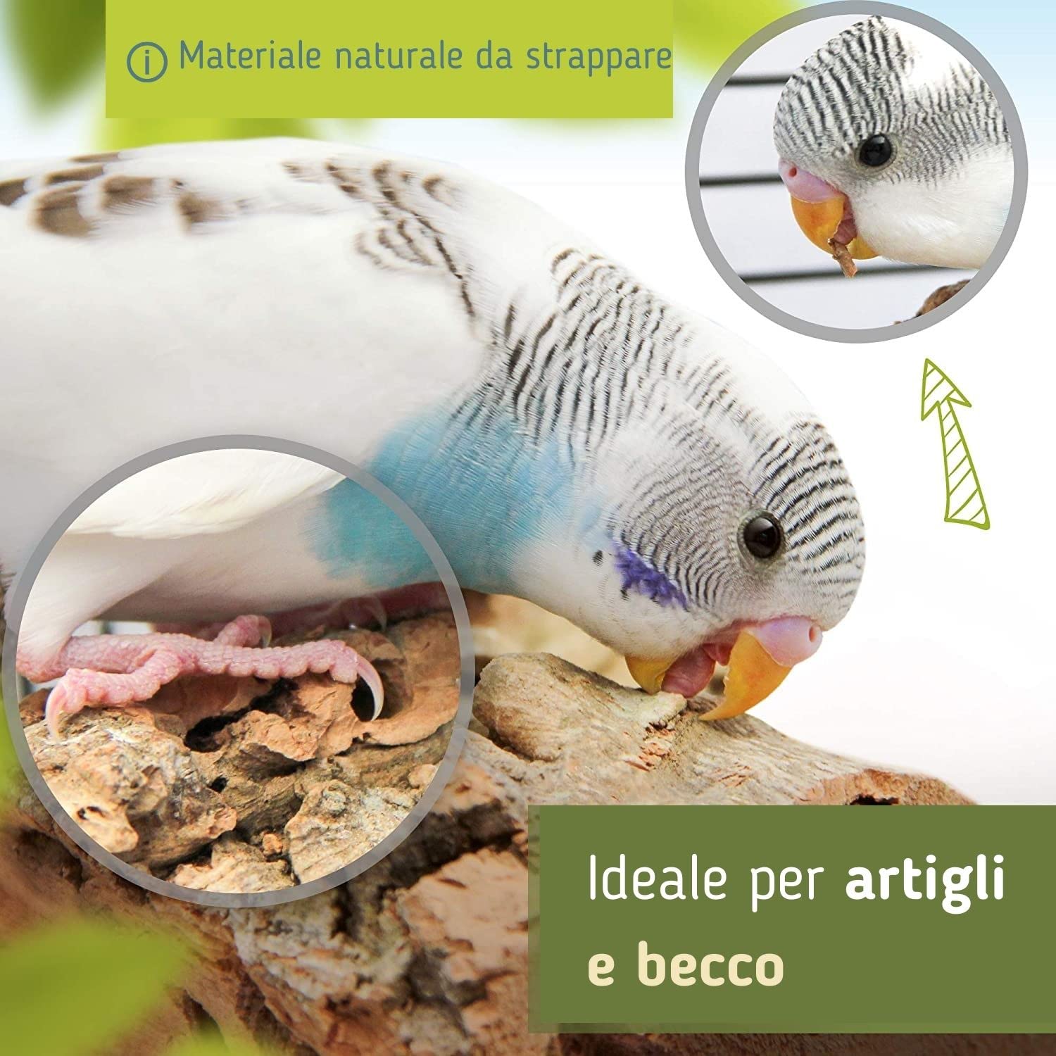Posatoio piccolo per uccelli – Accessori sani per pappagallini, fatti a mano in sughero