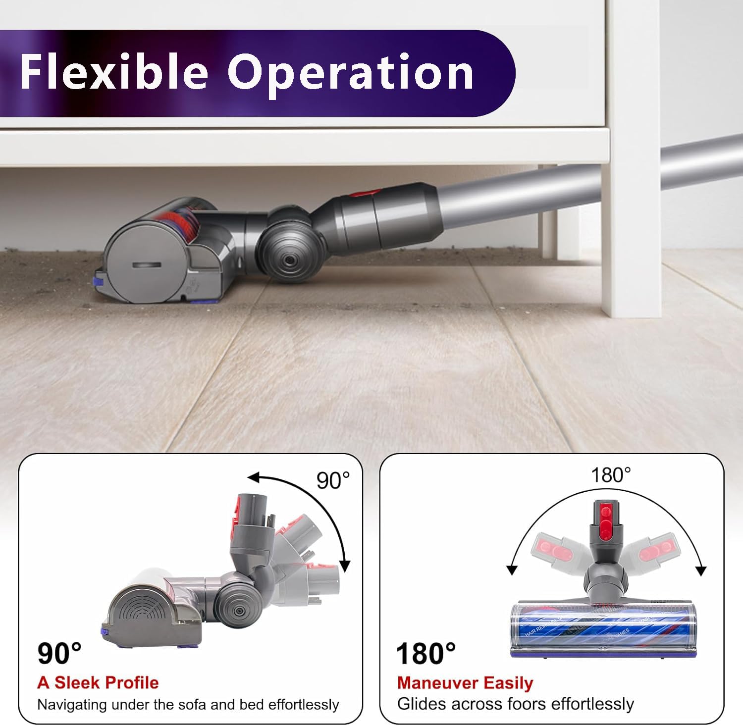 Cabezal de cepillo de repuesto para Dyson V12 Detect Slim Anti-Tangle, V12 Detect Slim Direct Drive eléctrico, pieza compatible con cepillos de turbina eléctrica, adecuado para suelos de madera