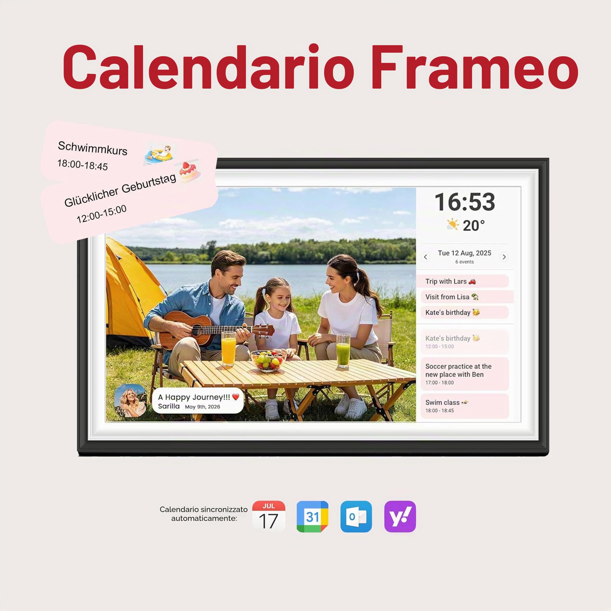 Frameo Cornice portafoto digitale da 15,6 pollici, Full HD, touch screen Wi-Fi, con controllo app, video con suono, memoria da 32 GB, regalo per mamma, genitori e nonni