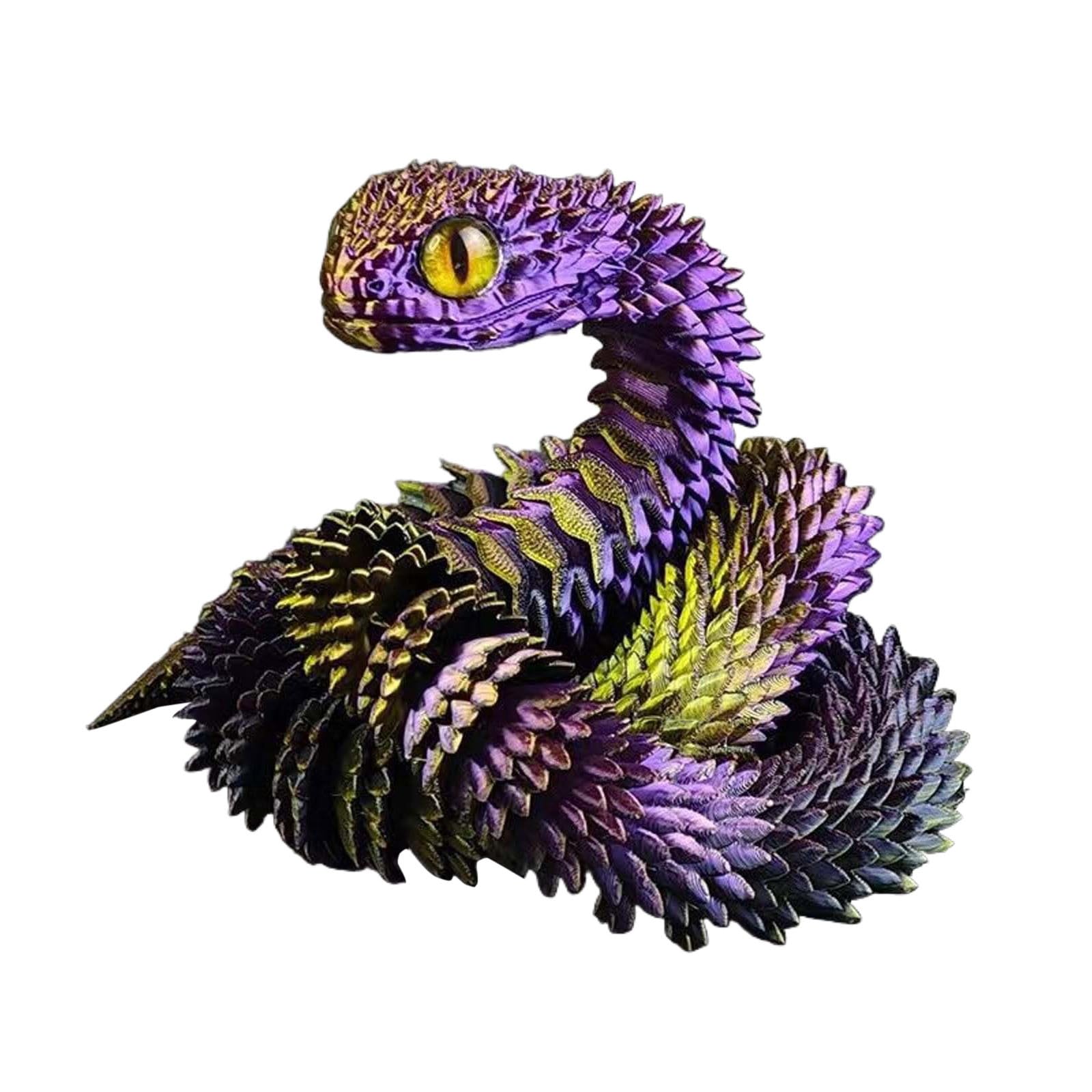 3D Printed Snake Toys, 24-Inch Articulated Snake Viper, Flexible 3D Printed Animals, Crystal Snake Fidget Toys for Kids Adults, 3-d Printed Stuff