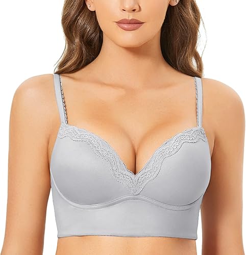 DOBREVA brasier con push-up para mujer, sin varillas, corpiño con relleno, brasier con soporte y encaje