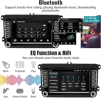 Android Car Stereo for VW Volkswagen Seat Golf Passat Jetta Beetle Tiguan Touran EOS 7” Double Din Touchscreen Bluetooth Radio with Apple CarPlay Android Auto GPS Navigation WiFi FM Backup Camera MIC
