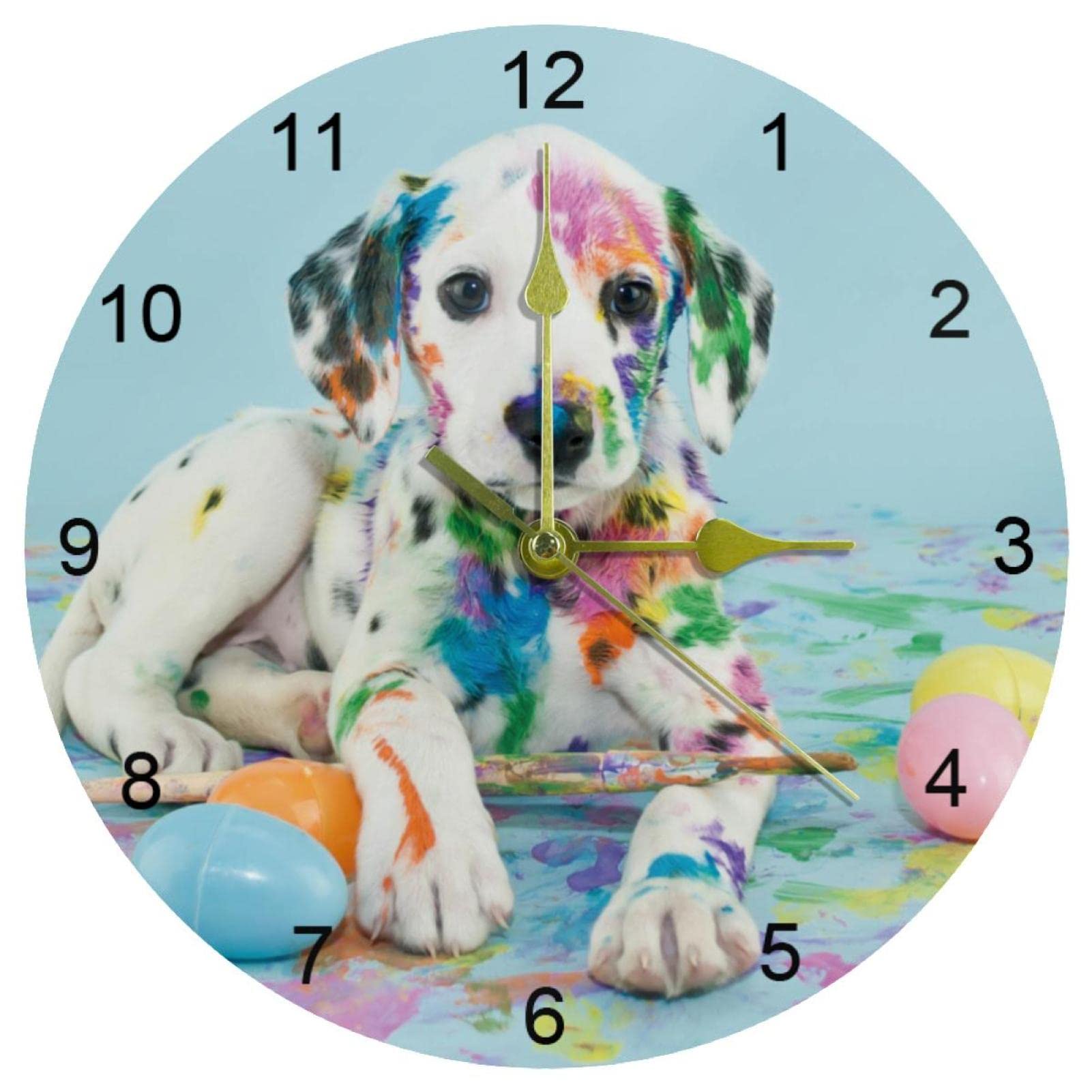 Horloge murale à quartz silencieuse de 25,4 cm ronde et colorée pour salon