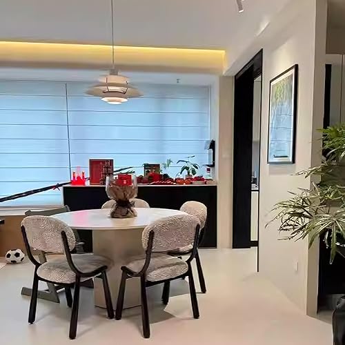 Vista 2 de Armless Side Chairs Single Leisure Chair, Upholstered Boucle Dining Chairs, Vanity Chair with Curved Backrest and Solid Wood Legs, for Kitchen and