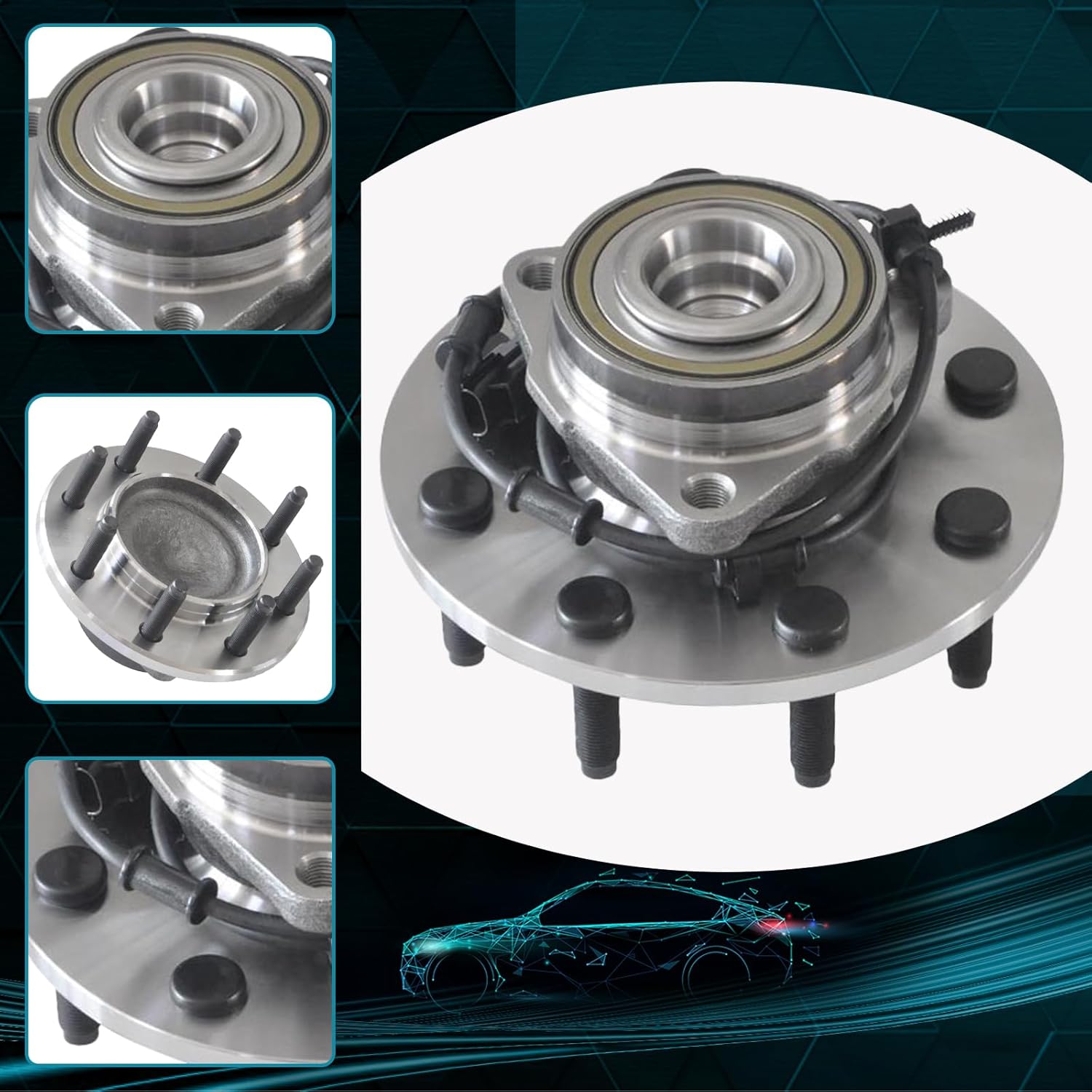 IRONTEK 515089 Front Wheel Hub and Bearing Assembly Compatible for Dodge 2003-2005 Ram 2500/2003-2005 Ram 3500 Wheel Bearing and Hub; 8 Lugs W/ABS 2PCS
