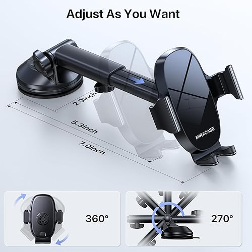 Miniatura 4 de Miracase Soporte universal 3 en 1 para teléfono celular para tu automóvil, soporte universal de teléfono para salpicadero de automóvil, ventilación