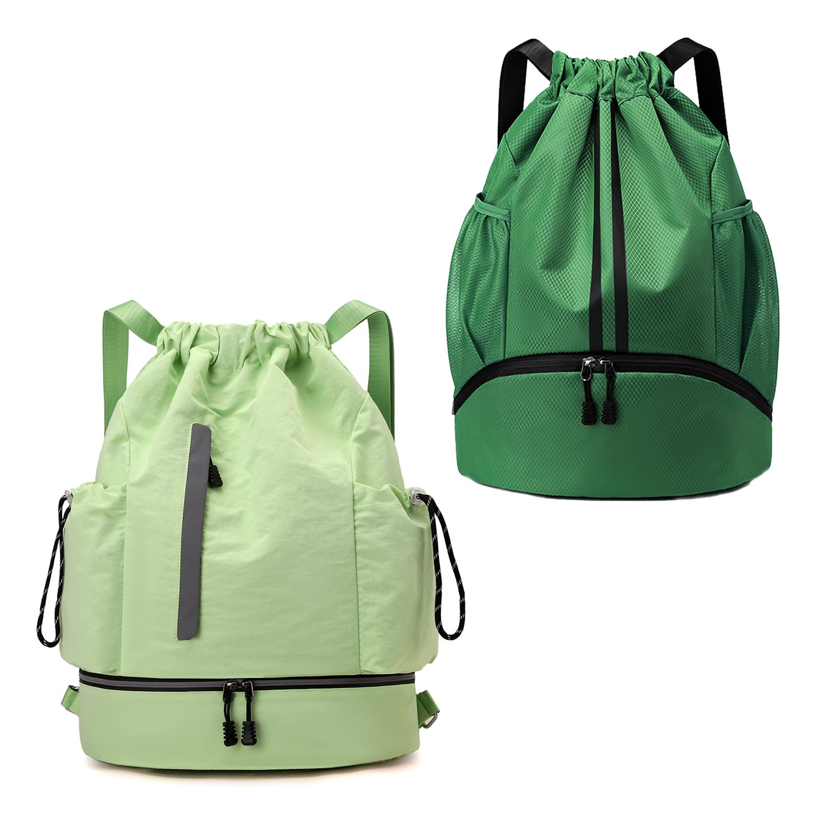 JELUTAR Gym Drawstring Bag with Shoe Compartment Green Bundle