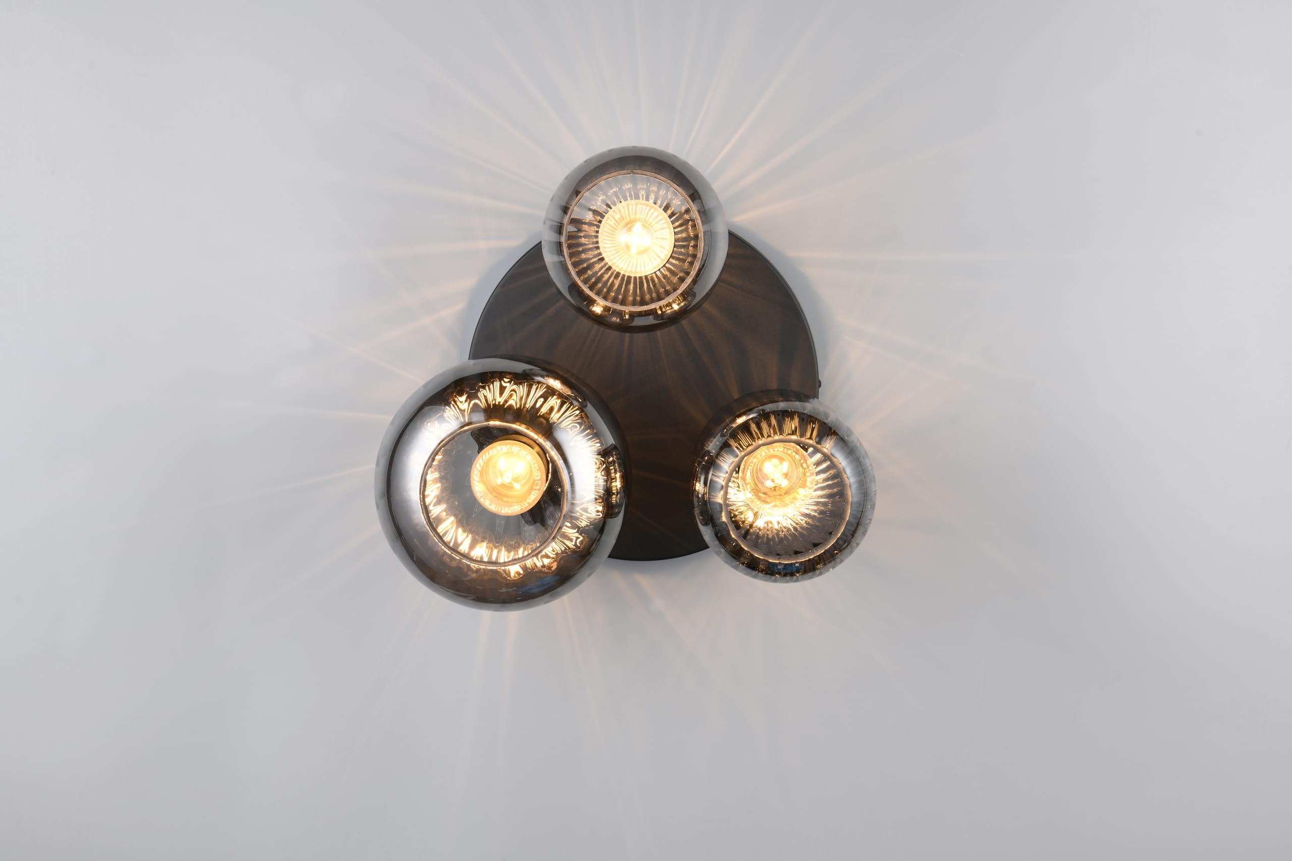 Trio Leuchten lampa sufitowa DIVA 619800332, metal czarny matowy, szkło chromowe w parze, z wyjątkiem 3x E27