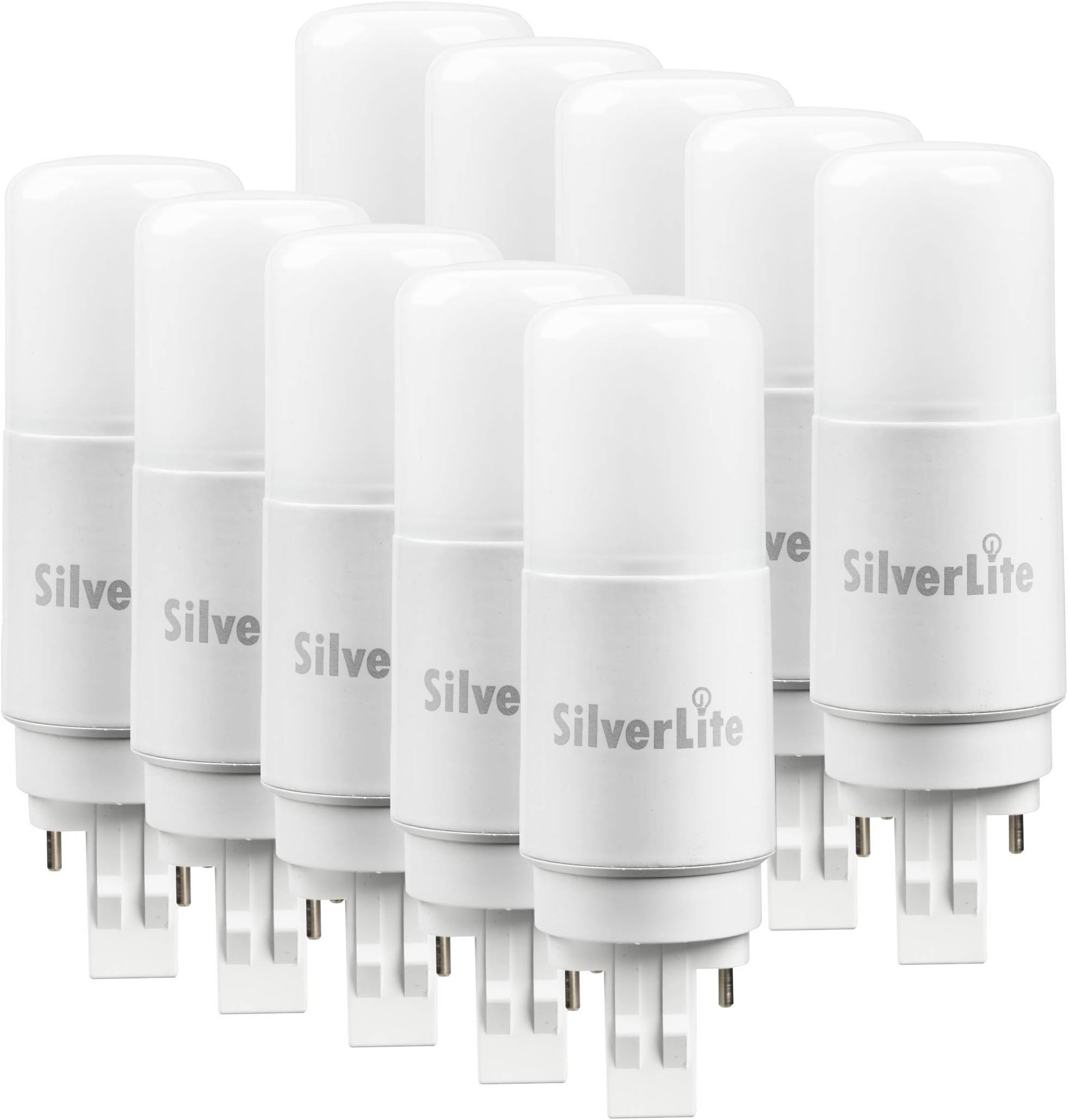Silverlite [Plug&Play] 7w(18w CFL Equivalent) LED Stick PL Bulb GX23-2 Pin Base, 750LM, Daylight(4000k), Driven by 120-277V and CFL Ballast, UL Classified, 10 Pack