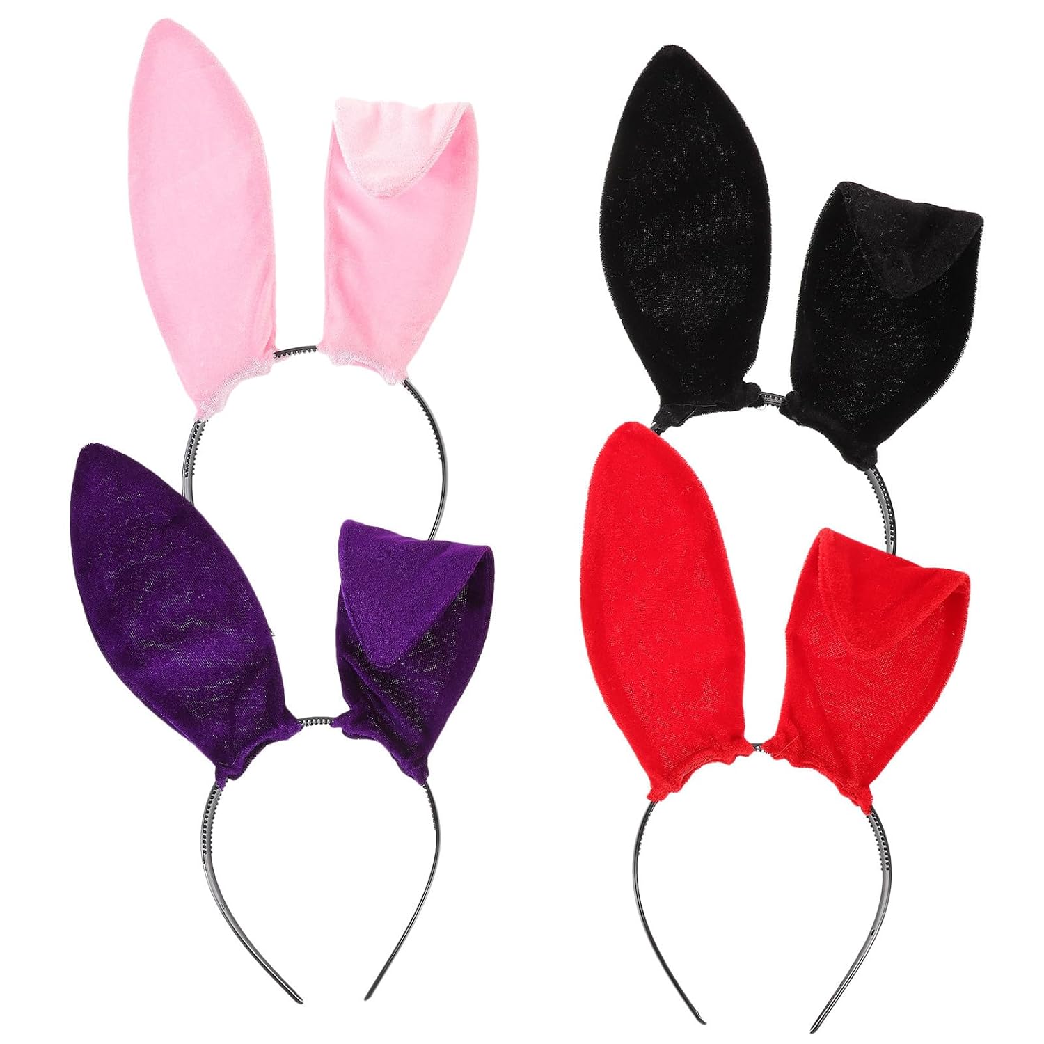 4pcs Black Halloween Headband with Cloth Bunny Ears for Costume Xmas