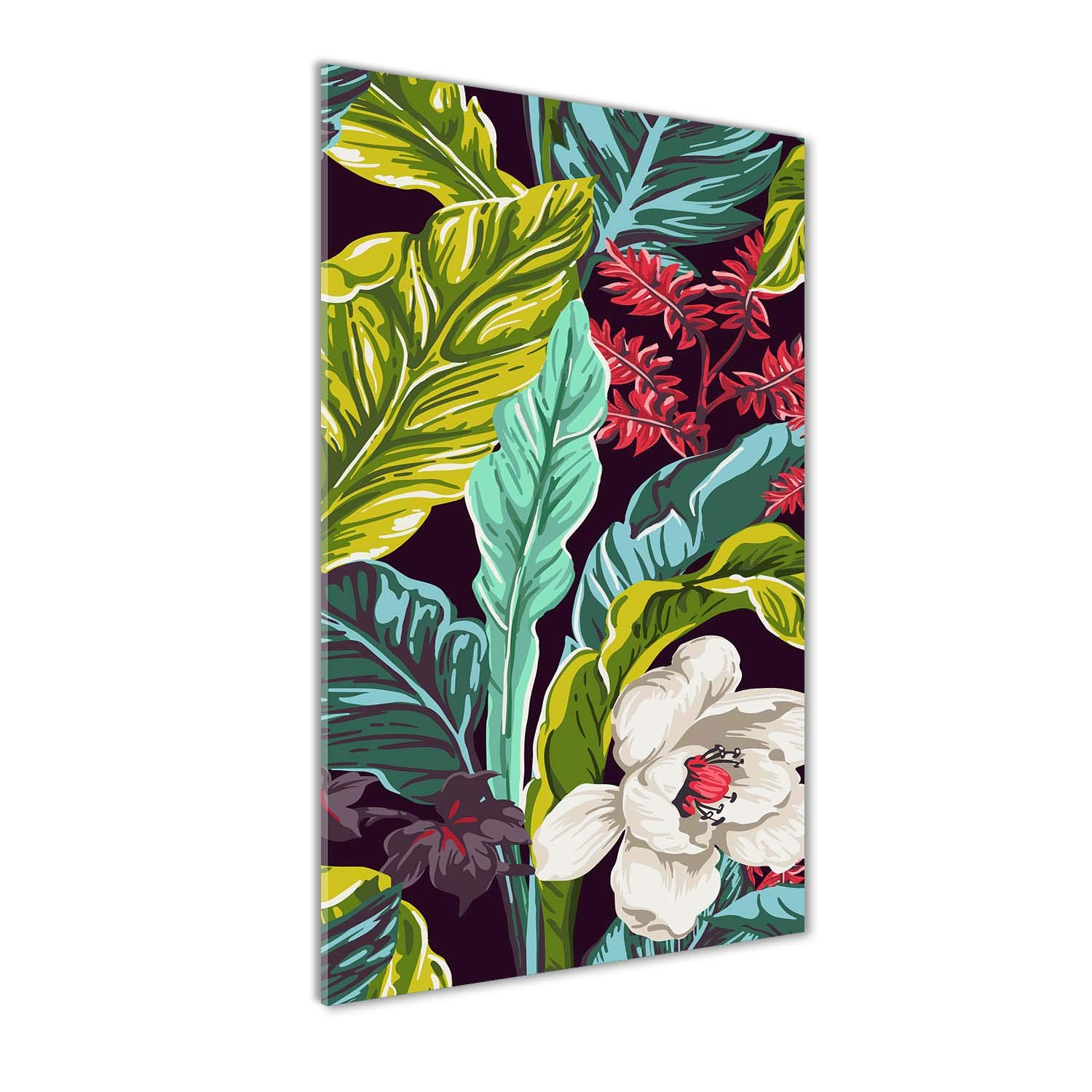 Tableau fleurs tropicales sur verre trempé Tulup 70x140 cm pour salon