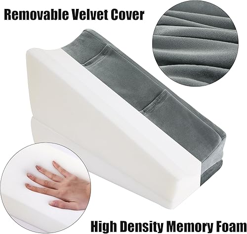 Miniatura 4 de BALAPET 2-in-1 Adjustable Arm Elevation Pillow with Pockets, Ergonomic Wedge Bolster for Post Surgery Support, Recovery Boost Pillow Leg Pain Gris