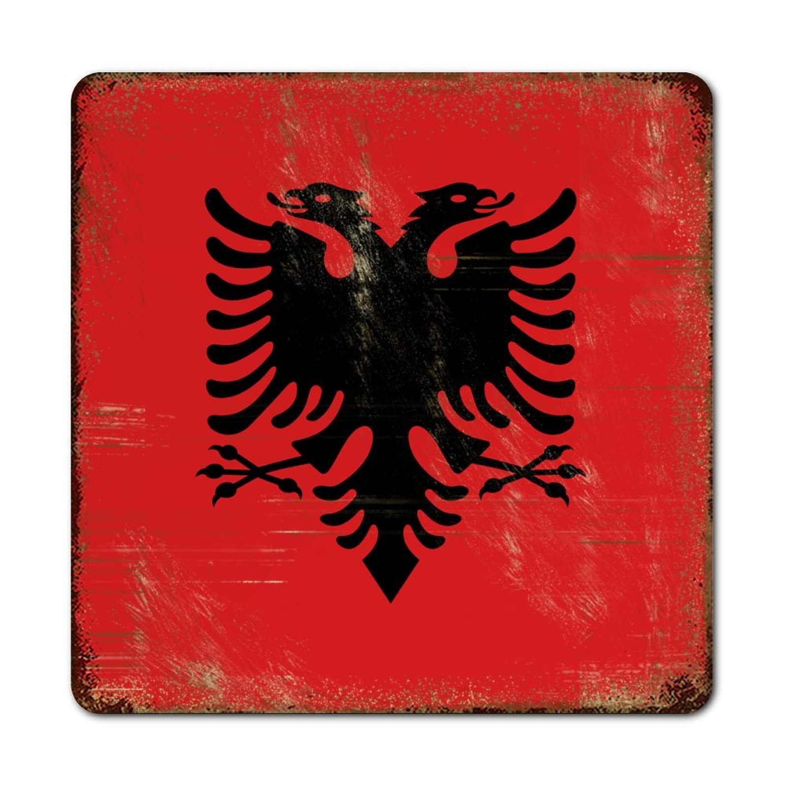 Drapeau national de l'Albanie pour mur plaque métal déco extérieure