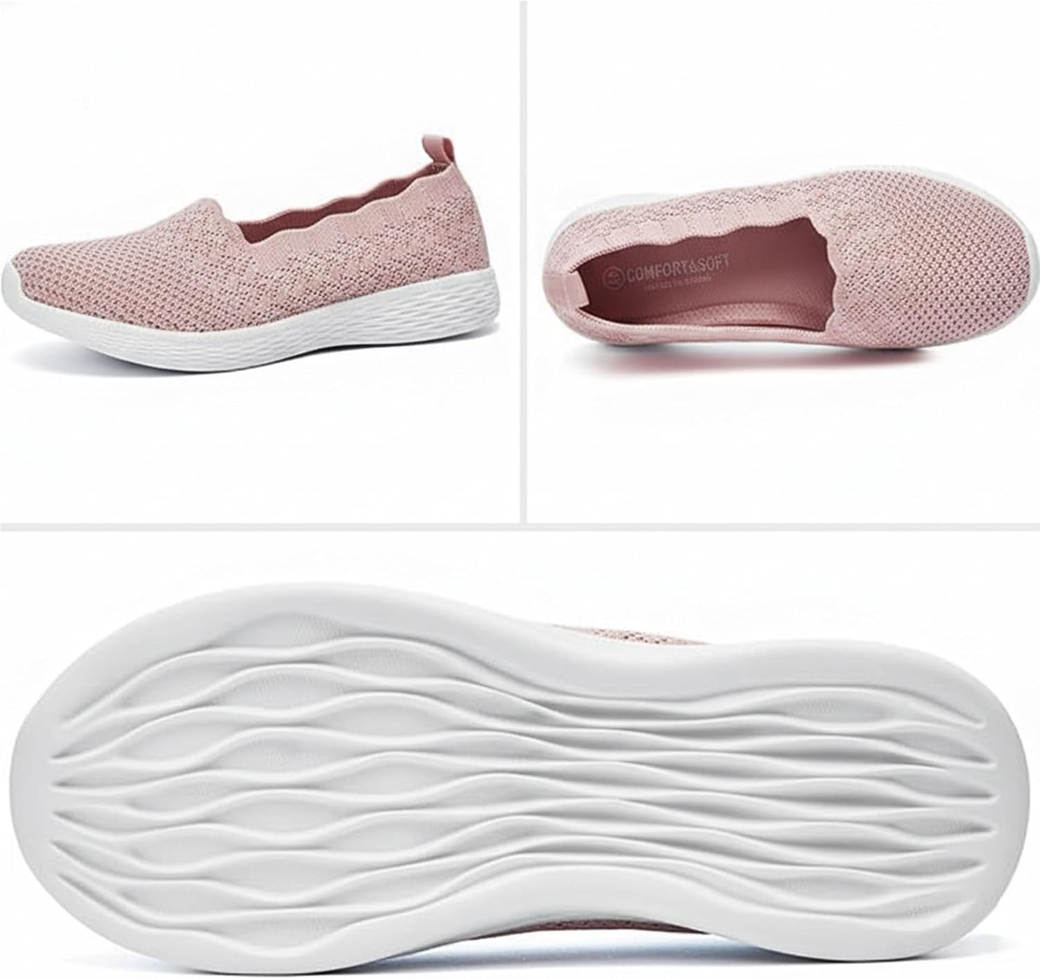 Puxowe Women's Casual Slip on Walking Flat Shoes-Lightweight Low-Top Knit Loafer Sneaker - Image 5