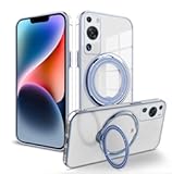 Compatible with Huawei P60 Pro Case with Magnetic Stand Clear&comma;for Huawei P60 Pro Phone Case Silicone Transparent Support Wireless Charging Shockproof Luxury Protective Cover &lpar;Blue&rpar;
