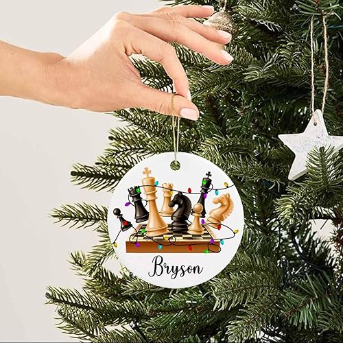 Miniatura 4 de Adorno de Navidad personalizado de ajedrez para amantes del ajedrez, adorno de ajedrez personalizado con nombre, adorno de ajedrez, regalo de