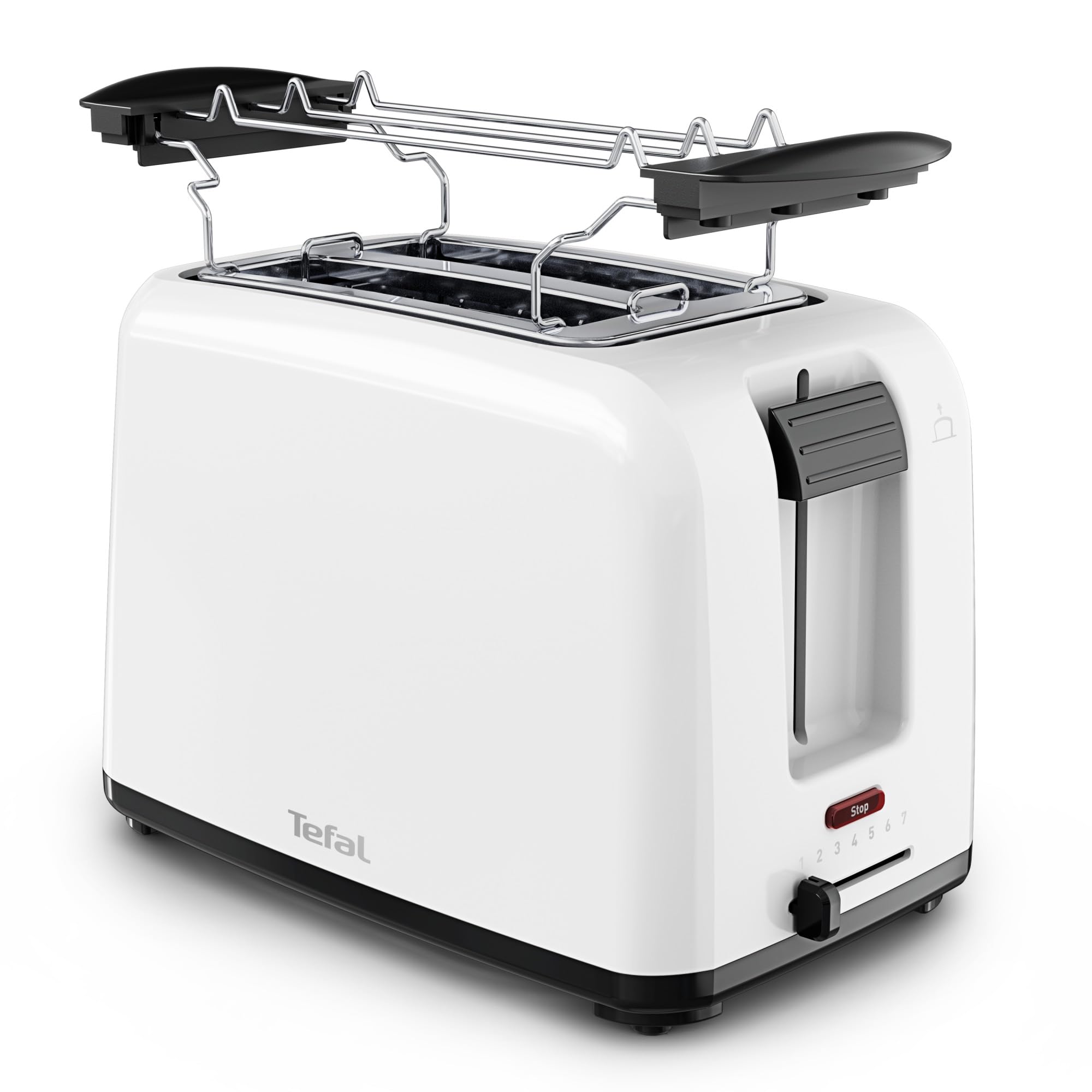 Tefal Vita, Tostapane 2 Fette Con Scaldapanini, Leva Extra Alta, 7 Livelli Di Doratura, Fessure Extra Larghe, Bianco, TT1A21E0