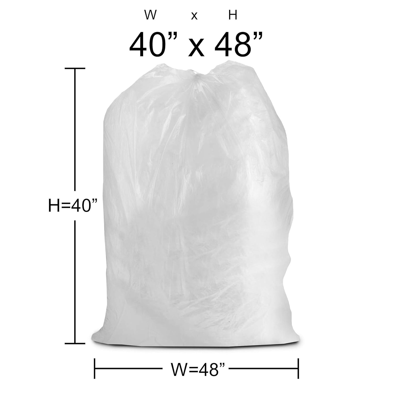 Medium, Large 40” X 48” Clear Trash Can Liner, 40-45 Gal Garbage Bags, 22 Micron 0.90 Mil Thick for Homes/Offices/Bathrooms/Hospitals/Hotels/Gyms, Indoor/Outdoor Use 150 Per, Roll