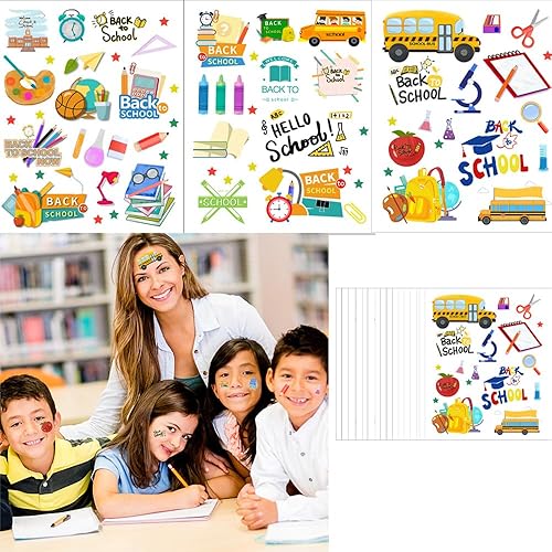 CupaPlay 440 piezas de tatuajes temporales de bienvenida de regreso a la escuela, suministros de recuerdos de fiesta, suministros para el primer 100