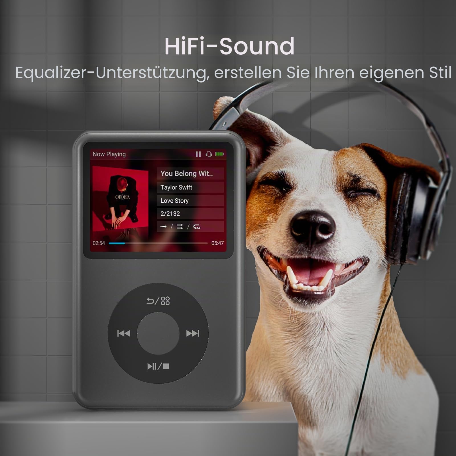 Innioasis Y1 64GB MP3 Player - Zeitlose Klasse: Touch Wheel-Steuerung, Bluetooth, Video-Player, Hörbücher, FM-Radio, Kinder Musikplayer（schwarz）