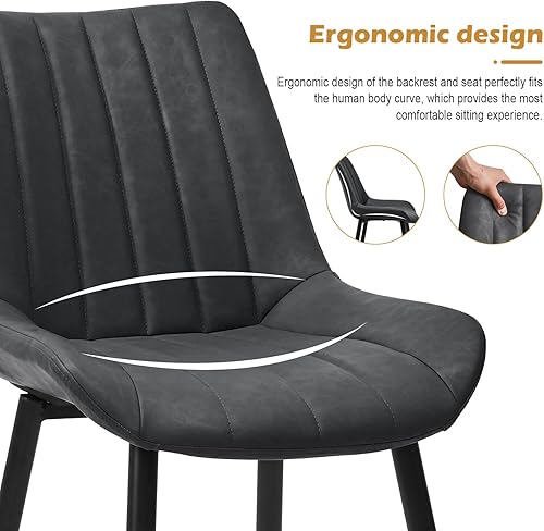 Miniatura 7 de CLIPOP Juego de 4 sillas de comedor de piel sintética con asiento tapizado, cojín cómodo con respaldo alto, pata de metal, silla auxiliar de cocina