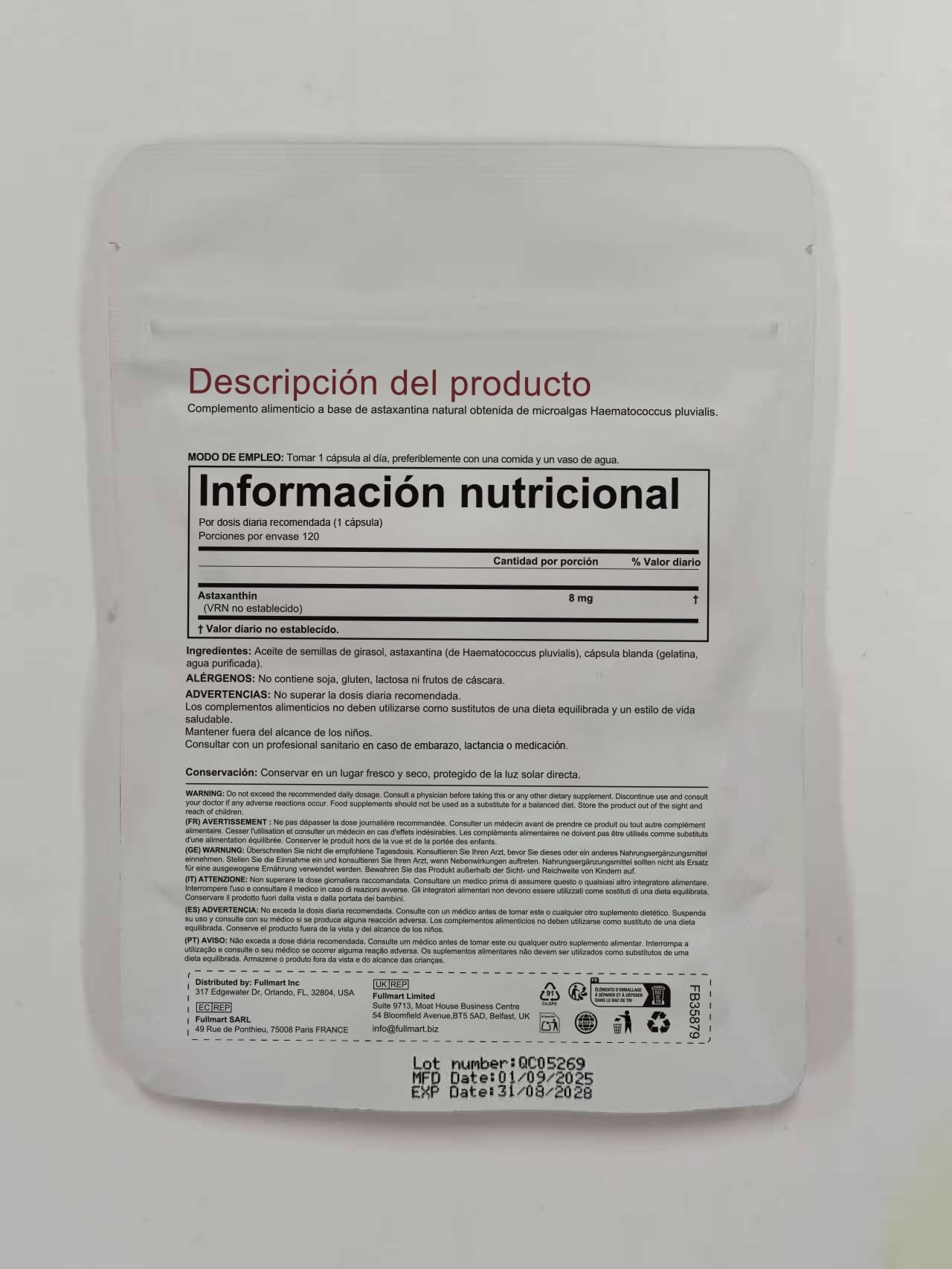 Astaxantina 12 mg, 120 Softgel per 4 Mesi | Integratore Antiossidante Premium | Da Microalghe Fresche | Tripla Forza, Facili da Deglutire
