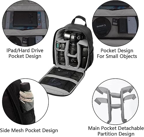 Miniatura 5 de Mochila para cámara profesional para cámara DSLRSLR sin espejo, mochila de fotografía para mujeres y hombres, fotógrafos, funda para cámara