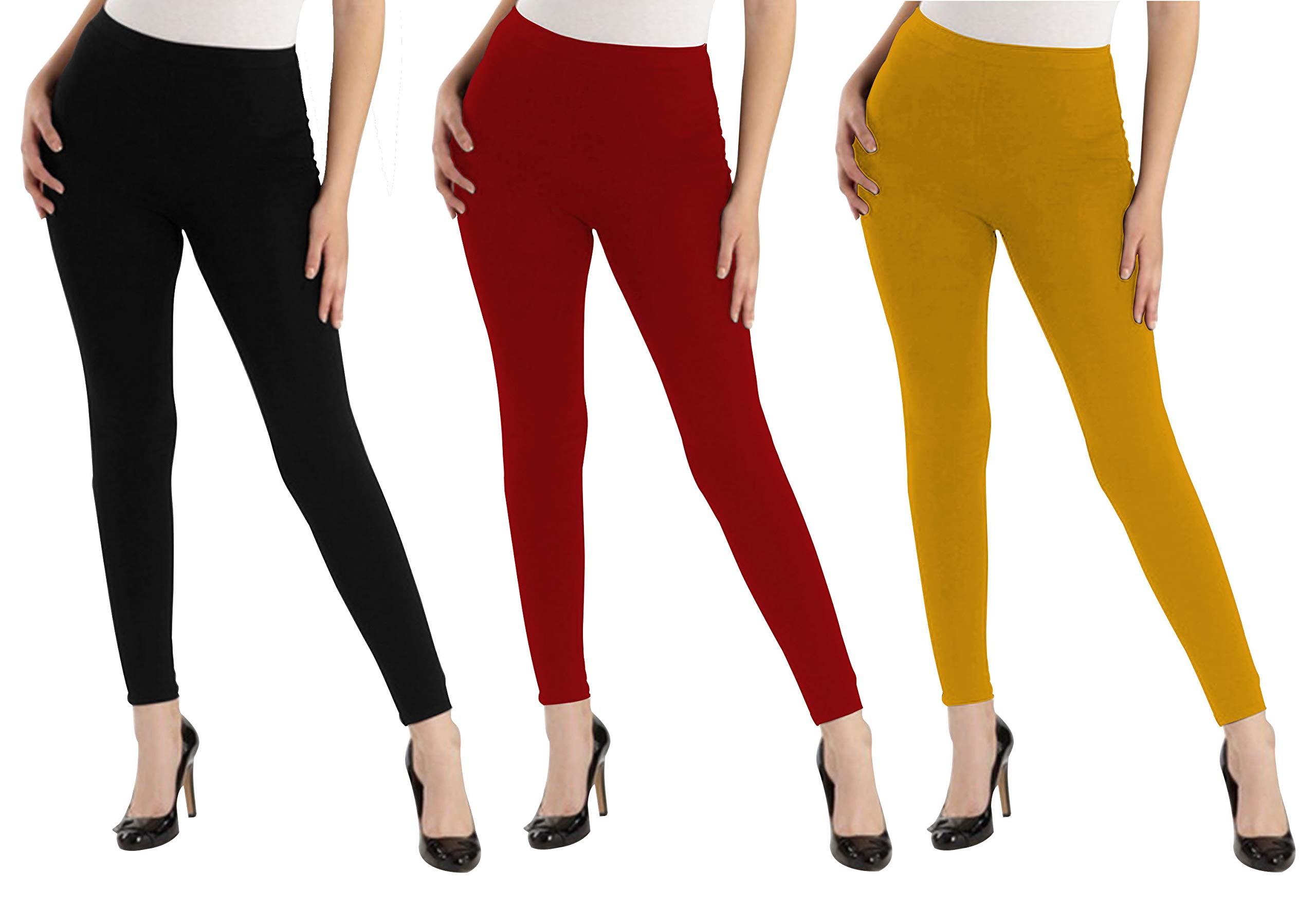 Oasis Home Collection Ultra Soft Stretchable Solid Color Cotton Ankle Fit Leggings