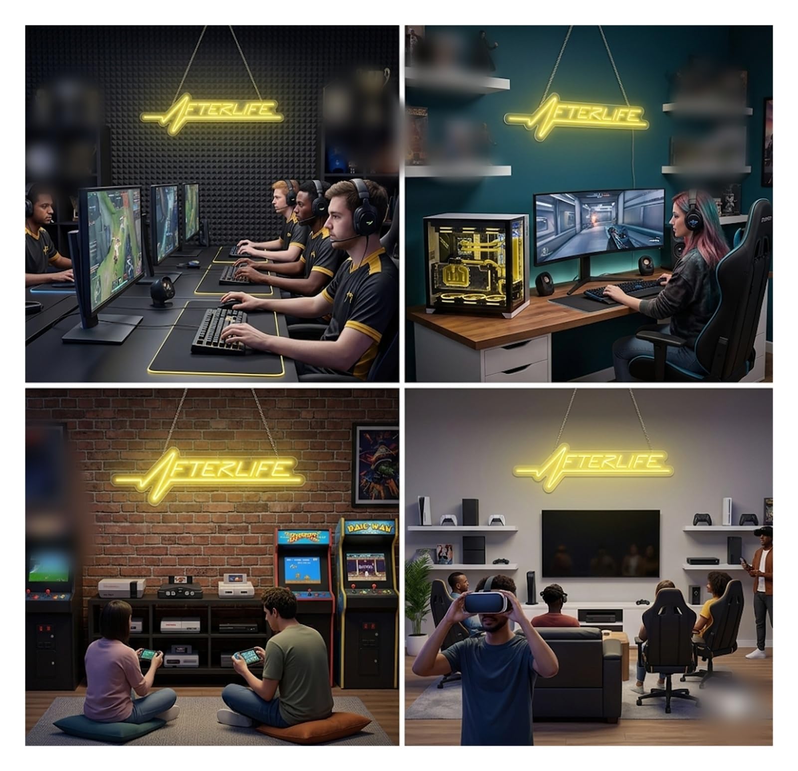 Hängende Kunst Leuchtreklamen "Afterlife" Neonschild, Wandkunst, Dekor, Licht Für Cyberpunk-Fans, Spielzimmer, Dekorative Lampen, 50x20cm(B)