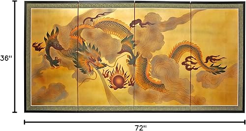 Miniatura 3 de Red Lantern 36" x 72" Dragón en el cielo en hoja de oro