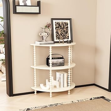 Wood Entryway Table Semi Circle Sofa Table Console Tables for Living Room Hallway & Entrance DecorWhite,80 * 40 * 96cm/31 * 15 * 37in