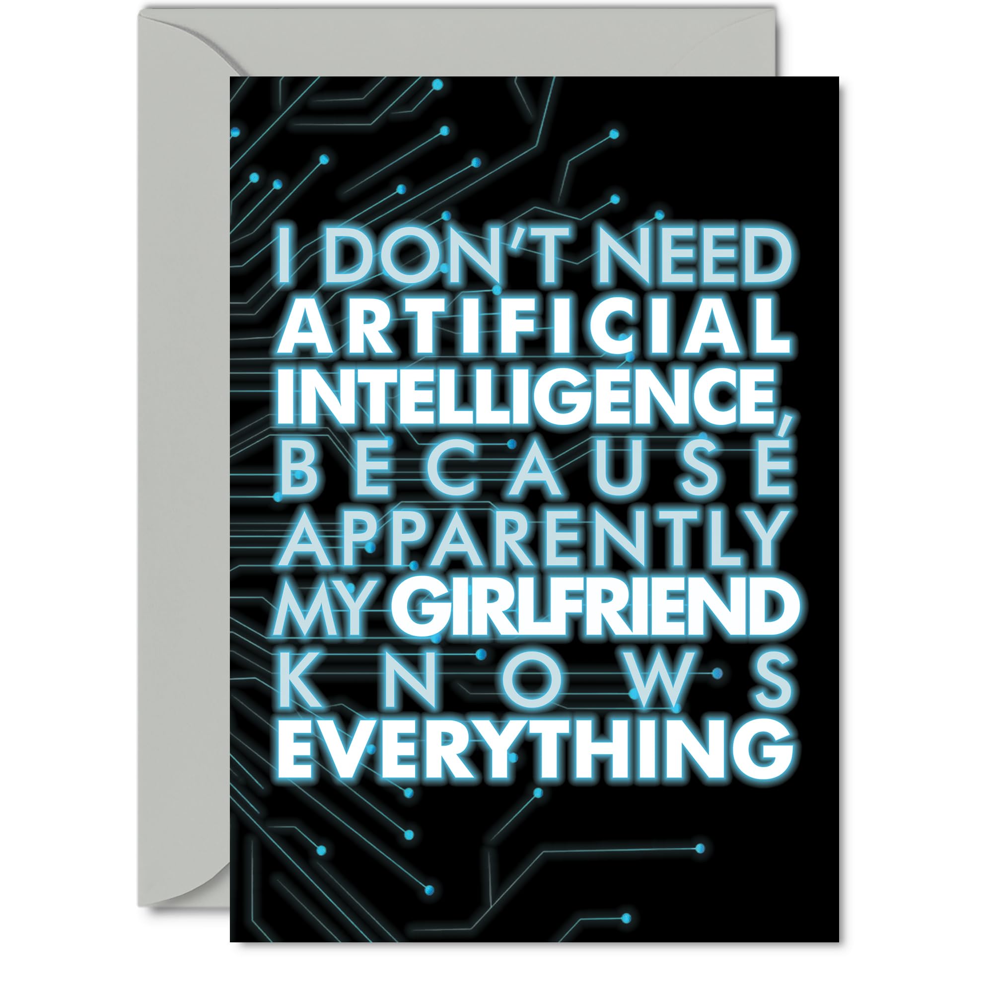 Girlfriend Birthday Card - AI Party - Happy Birthday Card for Girlfriend from Boyfriend Partner, 5x7 Inch knows Bday Greeting Cards