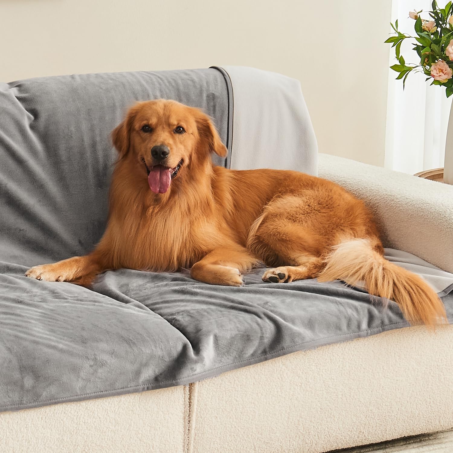 Yaning Waterproof Blanket 152x203cm for Adults Reversible Waterproof Bed Cover for Dogs Cats Pets Soft Leakproof Blanket for Bed Couch Sofa Furniture Protector Grey/Light Grey - Image 4