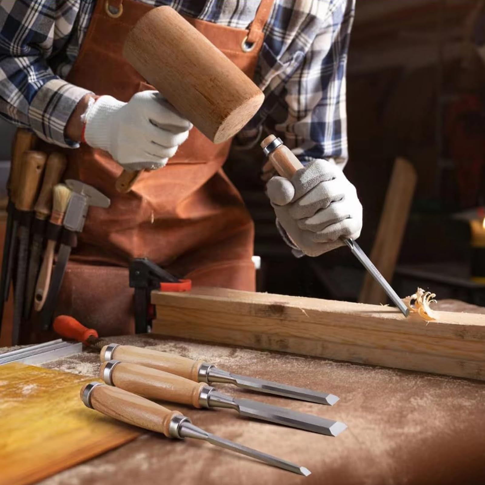 Set di 4 scalpelli per legno, scalpello per legno, strumento per legno affilato, ferro da stiro, strumenti per la lavorazione del legno, scalpello per la lavorazione del legno, strumenti per la