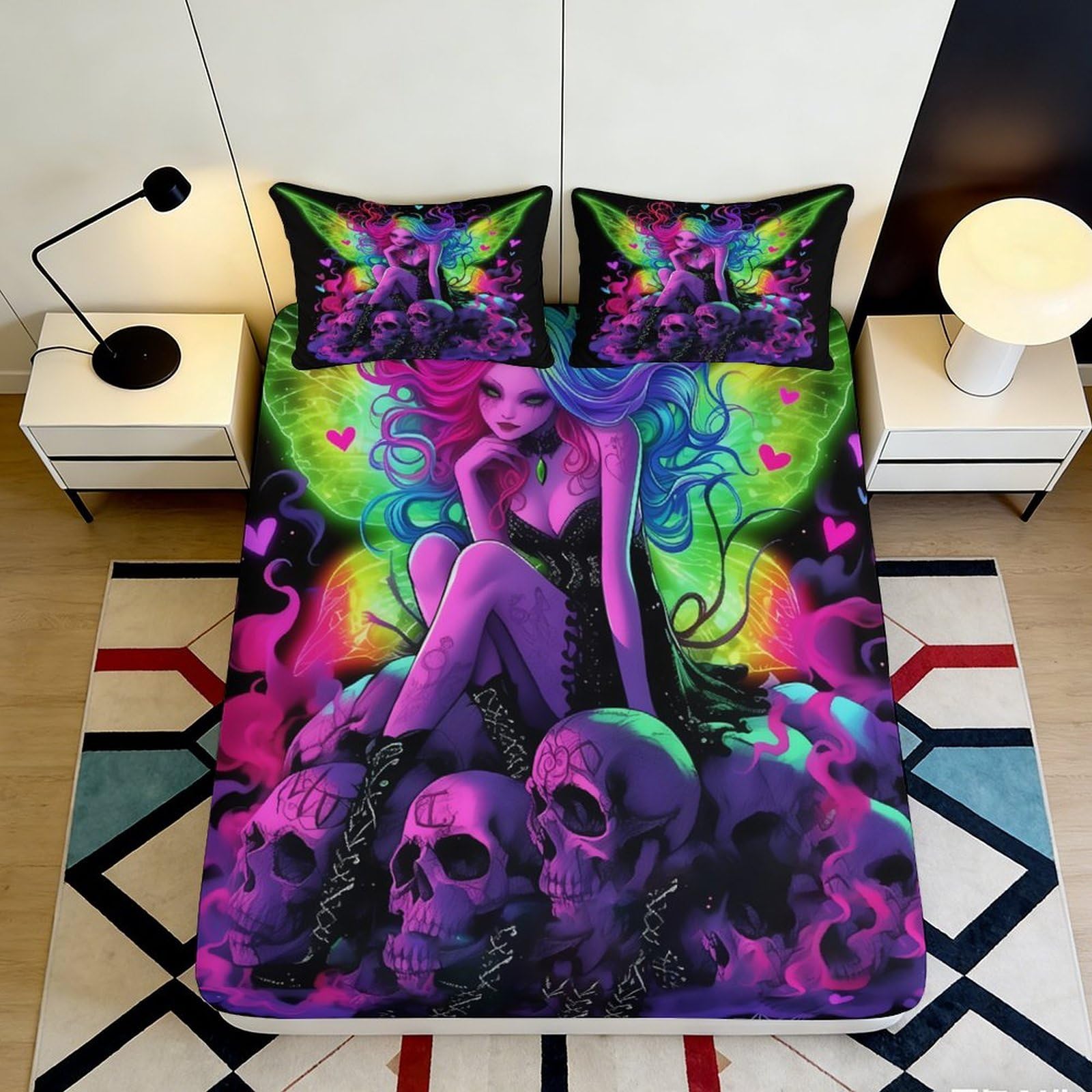 3D Printed Horse Pattern Fitted Sheet Microfiber Deep Pocket Non-Slip Bedroom Bedding Horse Mattress Fitted Cover Wrap 160x200x25cm