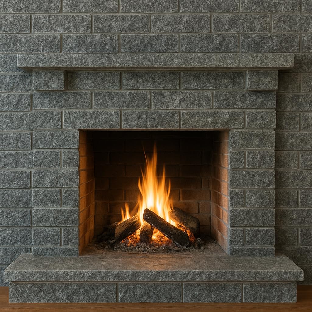 Kalu Creations – Rivestimento in Serizzo Nero Naturale 30x15 cm (8 Pezzi) – Pietra Antiscivolo e Impermeabile per Interno ed Esterno – Design Elegante per Pareti, Caminetti, Facciate