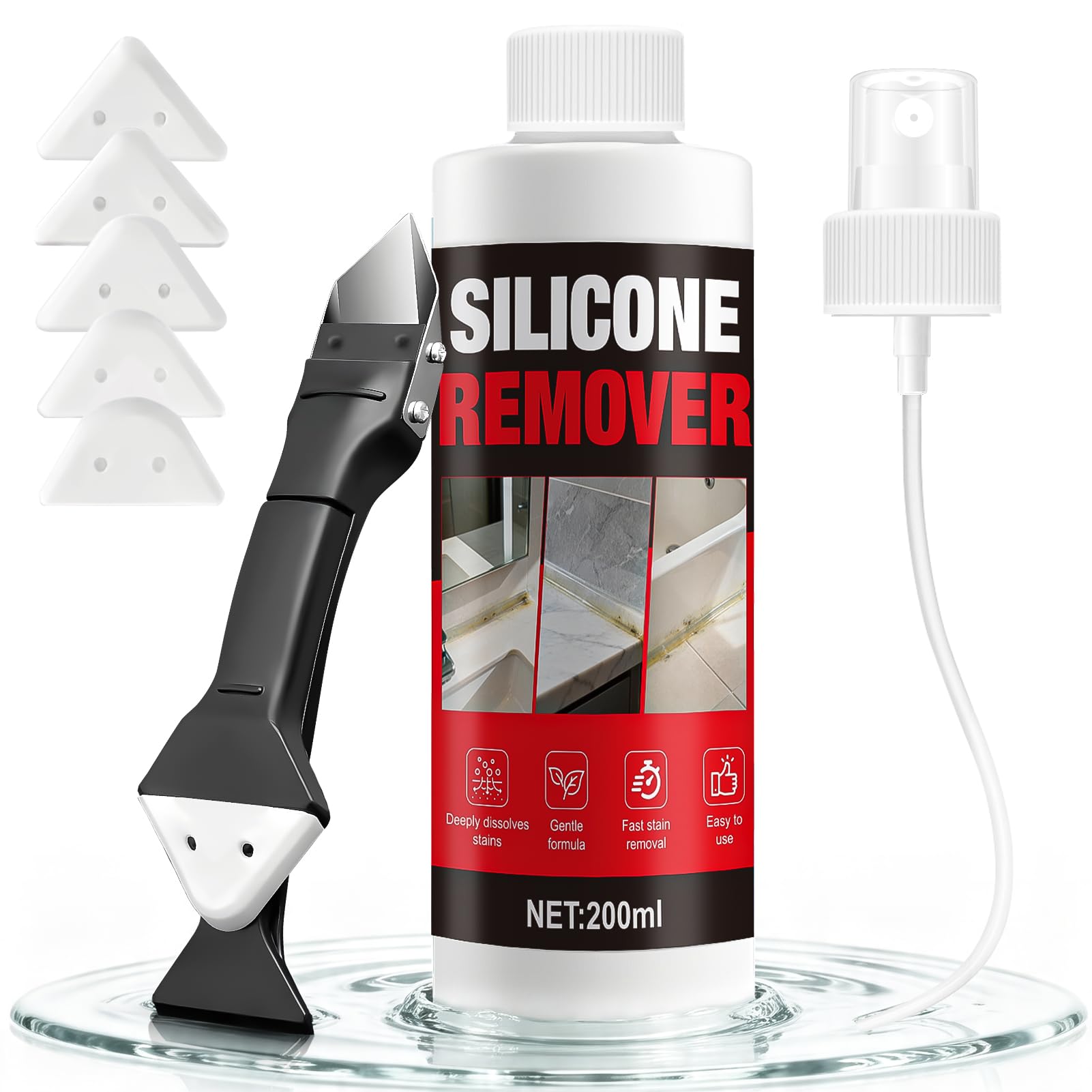 Rimuovi Silicone 200ml Sciogli Silicone Raschietto Silicones Scioglie Vecchi Sigillanti Siliconici Bagni Cucine Piastrelle Vetro