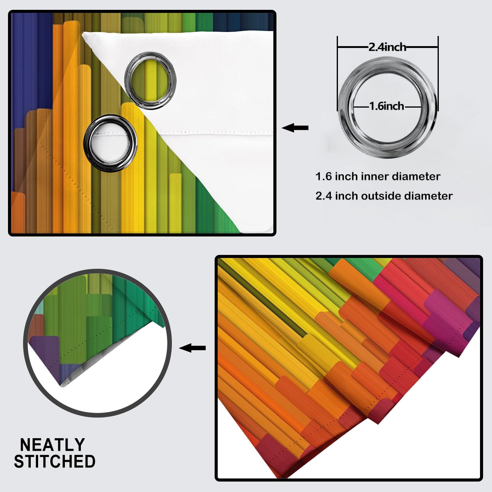 Tende Oscuranti Colonna Rettangolare Arcobaleno Con Occhielli, Tende Astratto Moderno Termiche Isolanti per Soggiorno E Camera Da Letto Tenda Morbida Interni 2 Pezzi, 140 x 220 cm