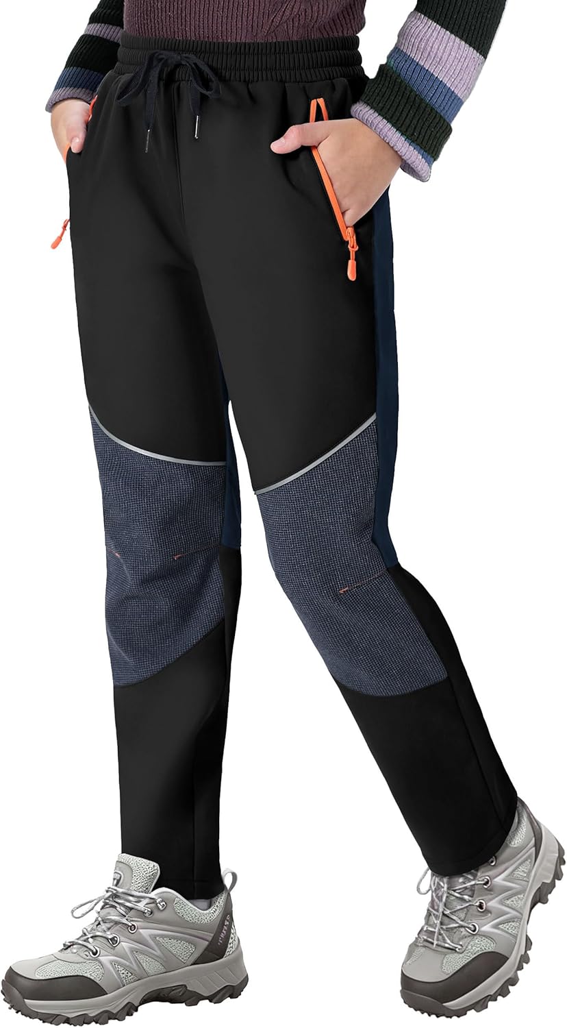 ANGEL CITIZ Kids Snow Ski Pants Hiking Boys Girls Outdoor Waterproof Windproof Fleece Warm Snowboard Pants