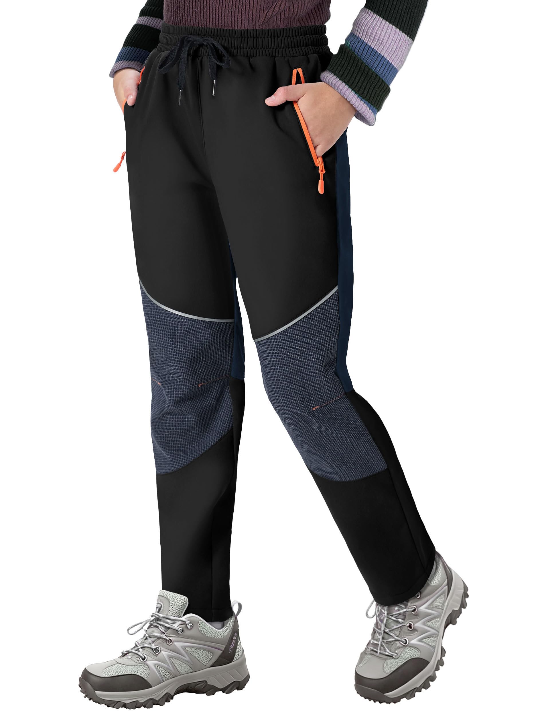 ANGEL CITIZ Pantalon Ski Enfant Softshell Doublé Thermique Imperméable Coupe Pantalon de Montagne Outdoor Randonnée Neige pour Garçons Filles