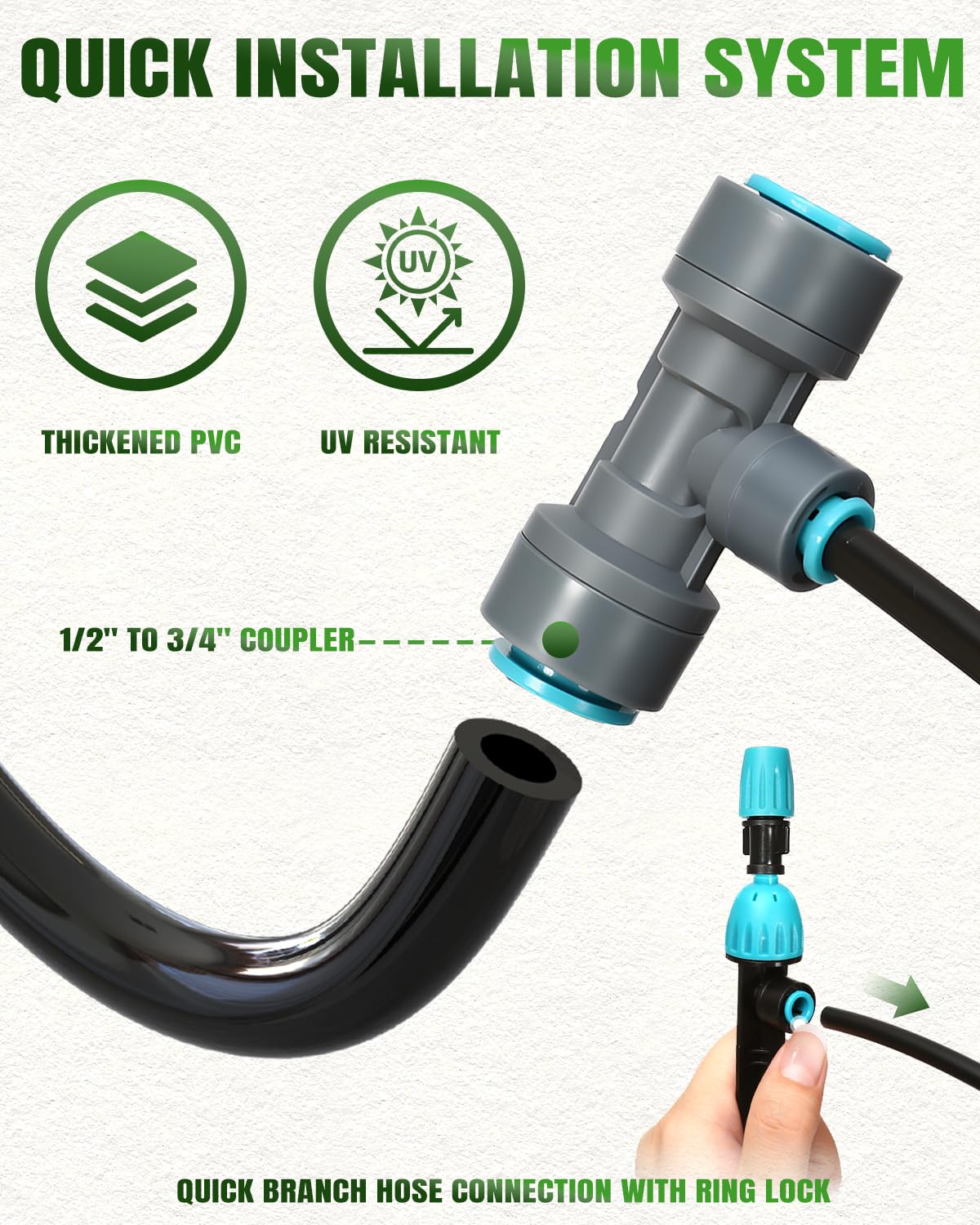 Breeze Touch Kit di irrigazione automatica a goccia da 30 m con timer da giardino, sistema di irrigazione da giardino per prato, kit di sistema di irrigazione a connettore rapido con timer dell'acqua