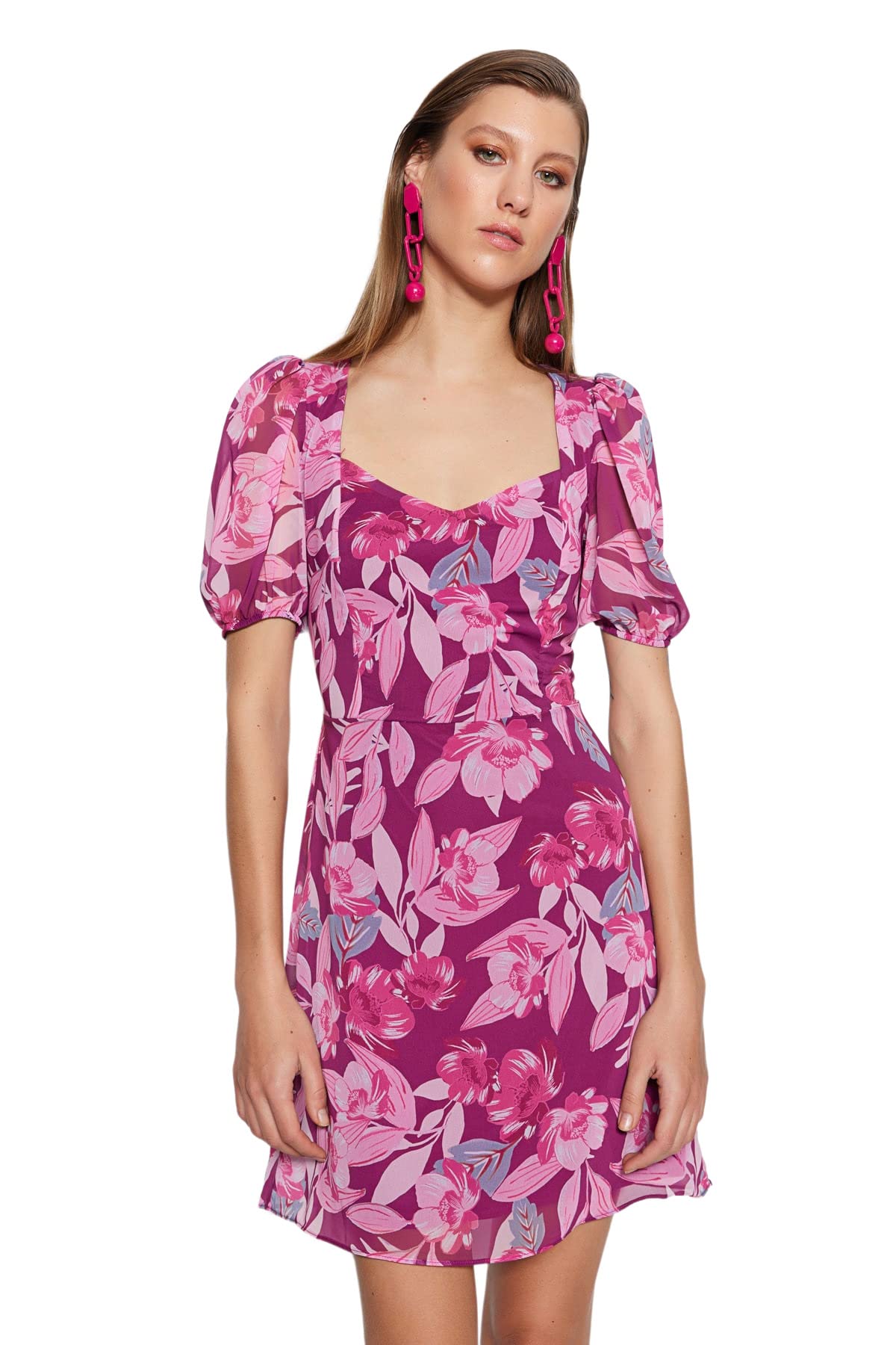 Trendyol FeMan A-line Regular fit Woven Dress,Purple,36