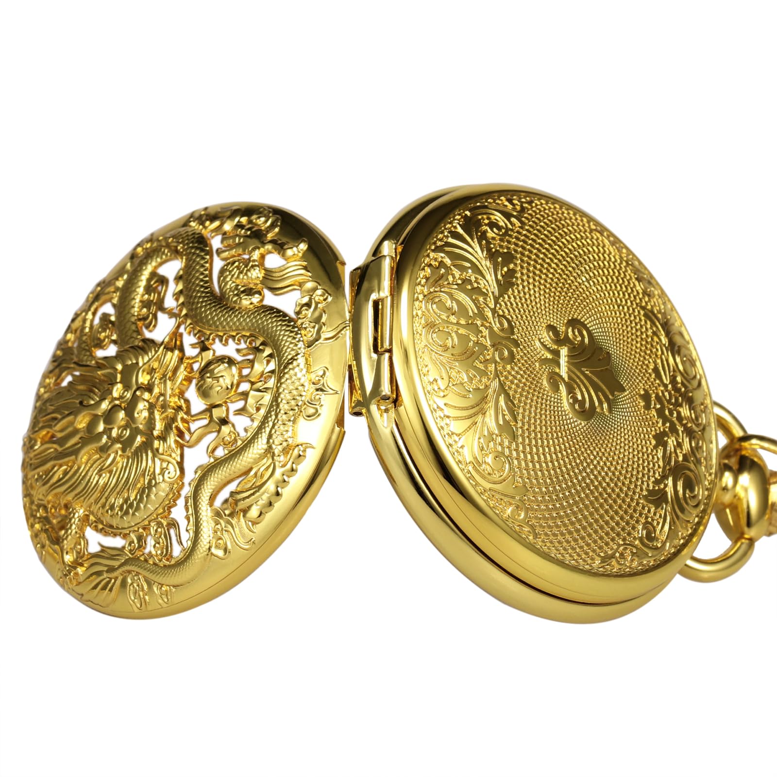 TREEWETO Montre à Gousset Mécanique 3D pour Homme et Femme avec Boîtier en Forme de Dragon