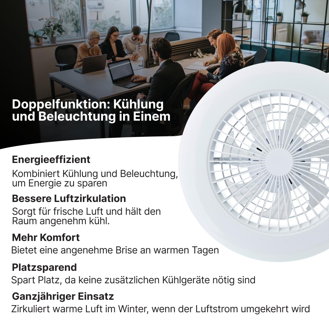 Brilliant LED Deckenleuchte mit Ventilator, 49 cm Ø – RGB Frontlicht & CCT Zentralbeleuchtung, inkl. Fernbedienung, dimmbar & Farbwechsel